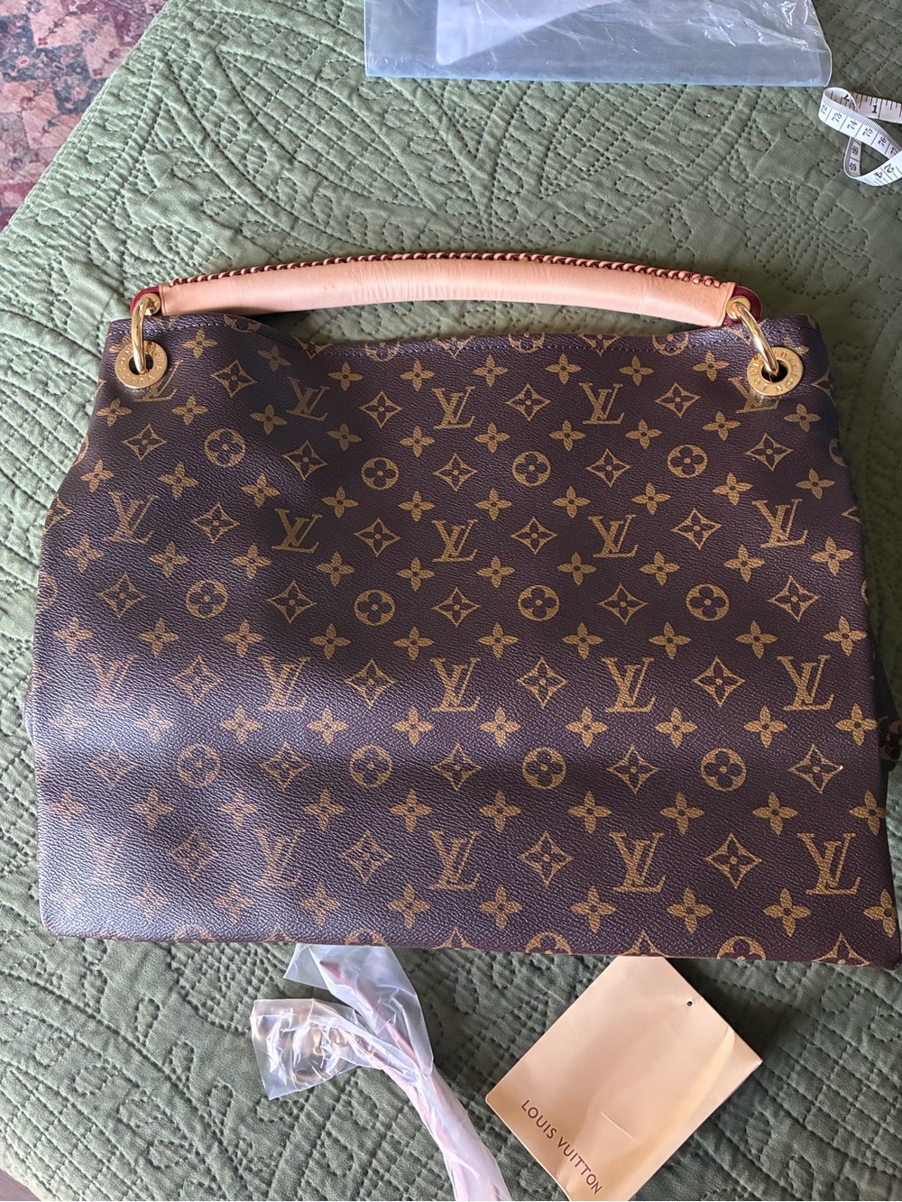 Large Monogram Hobo Handbag with Braided Leather Handle - Picture 15 of 15